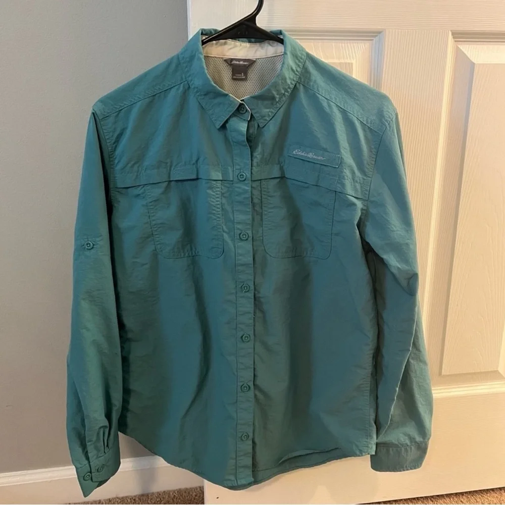 Eddie Bauer Womens Adventurer Pro Teal Field Shirt Size S - Picture 2 of 9